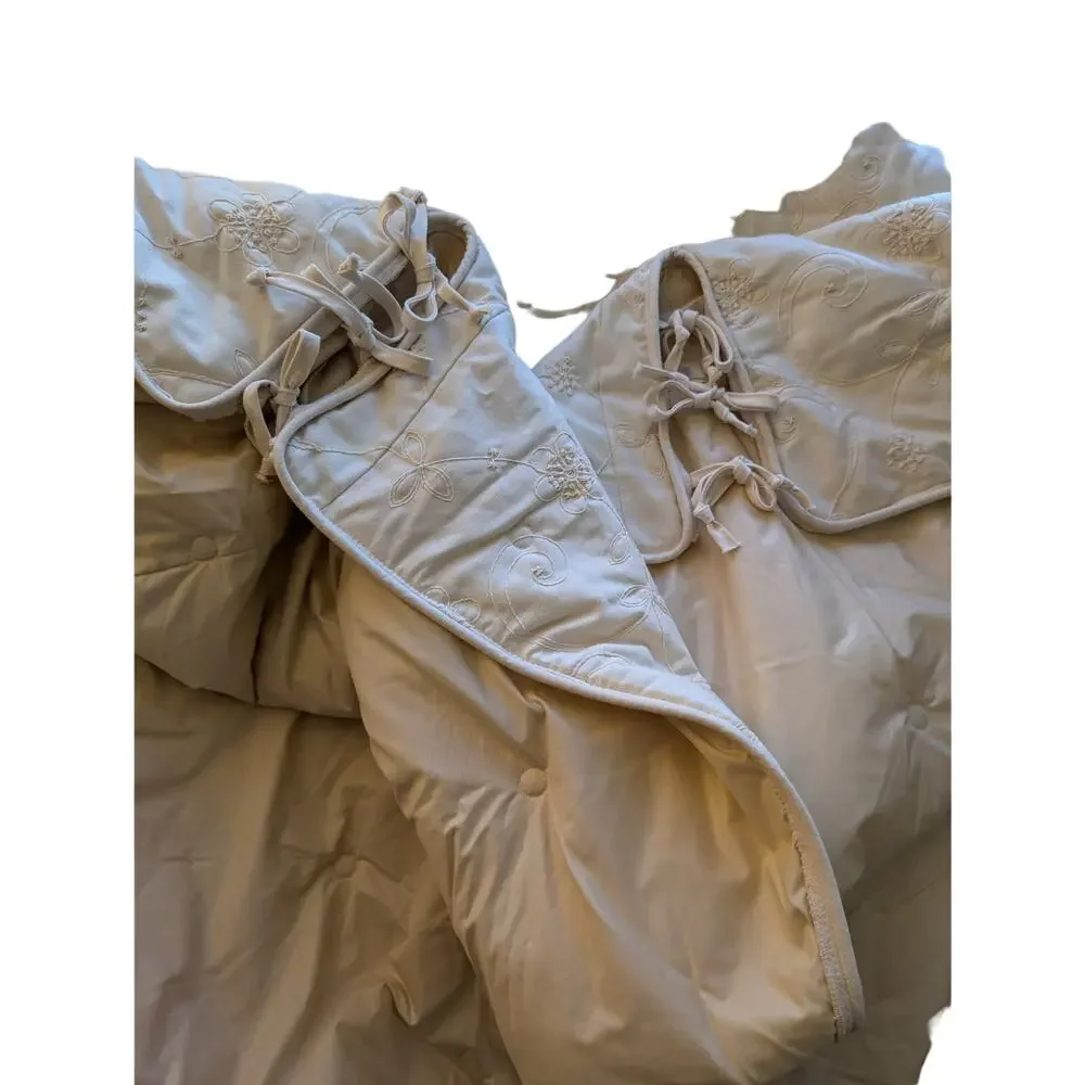 WAVERLY! LUXURY COLLECTION CREAM EMBROIDERED BOXED CORNER BEDSPREAD! SZ FULL - Picture 10 of 14